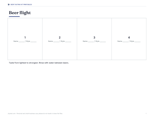 Preview of Printable Beer Flight Placemat